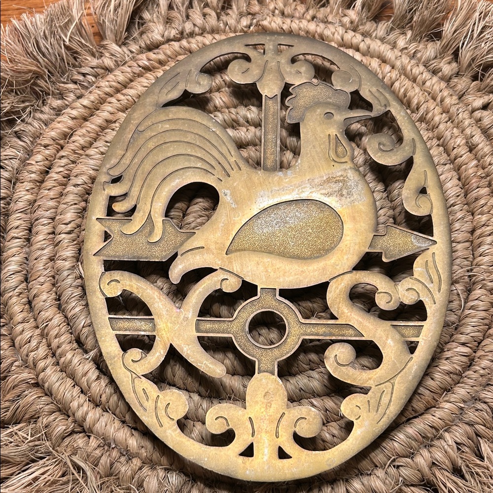 Decorative Brass Rooster Trivet